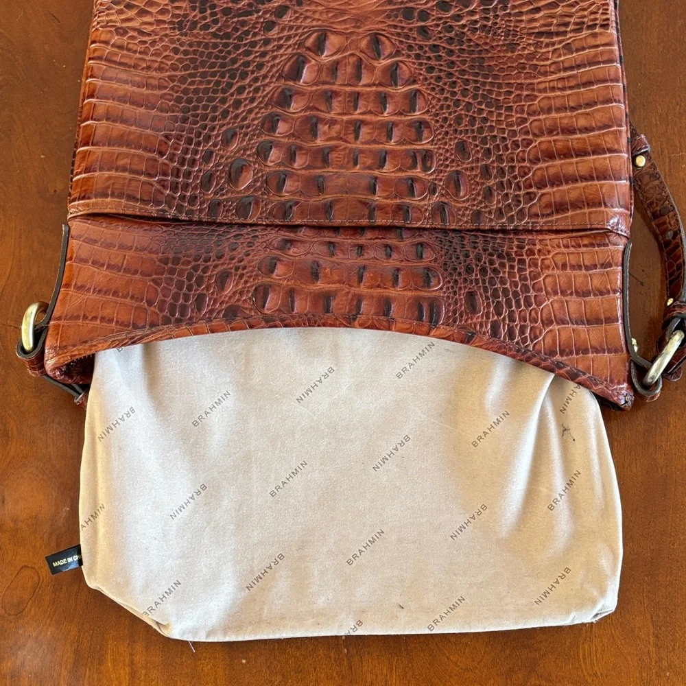 Brahmin‎ Brown Croc-Embossed Crossbody Bag